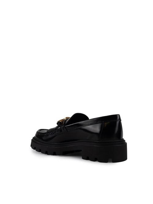 Mocassino con placca e frange black TOD'S | XXW08J0GF80 SHAB999